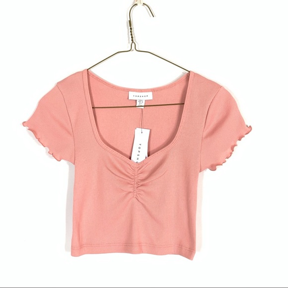 NWT Topshop Pink Ruched Crop Top size 4 - Picture 3 of 8